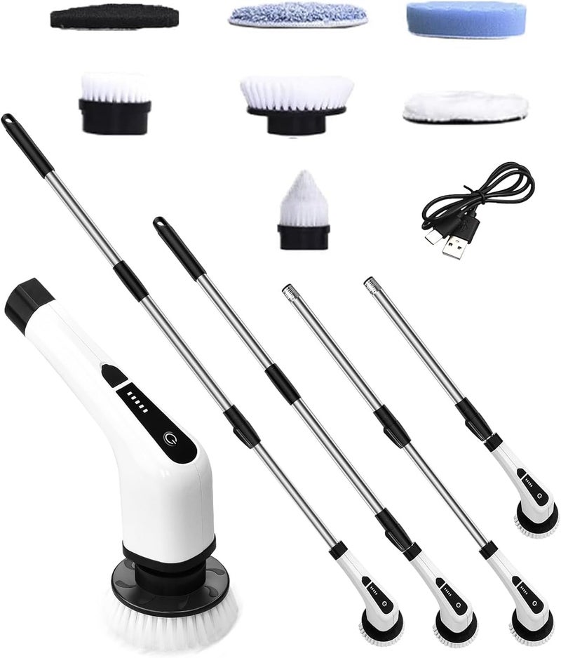 houscly Electric Spin Scrubber Cleaning Brush: Cordless Power Shower Scrubber for Cleaning Bathroom Tub Tiles Car with Long Handle | Portable E Spin Bathtub Spinning Cleaner Scrub Brush Household Use Supplies - Image 1